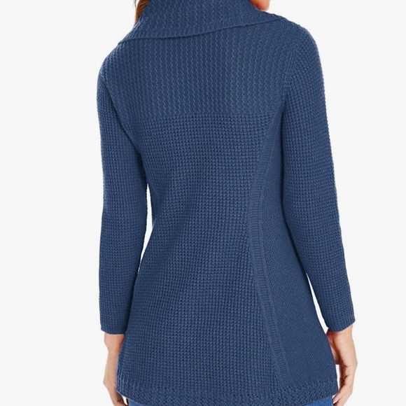 NWT Women's Trendy Blue Turtleneck Cowl Sweater Women's M - Picture 3 of 4